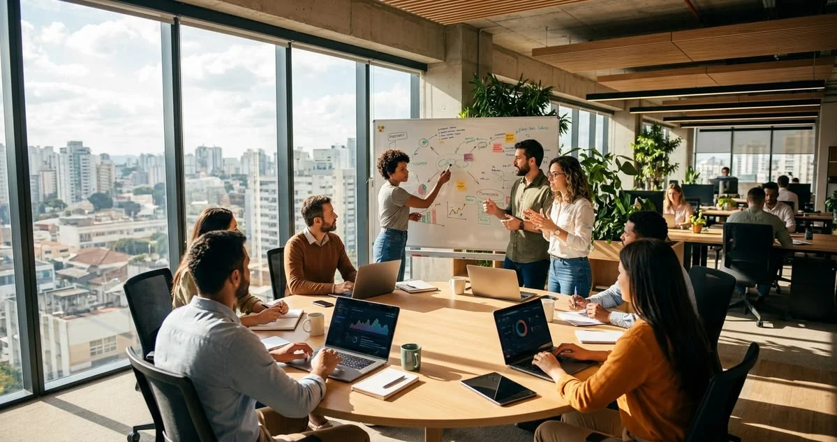 Scène de travail dans les bureaux Stelarys